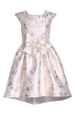 Iris & Ivy Kids' Foiled Print Bow Dress in Ivory