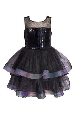 Iris & Ivy Kids' Irridescent Tiered Organza Party Dress in Black