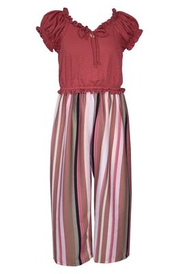 Iris & Ivy Kids' Peasant Bodice Wide Leg Jumpsuit in Rust