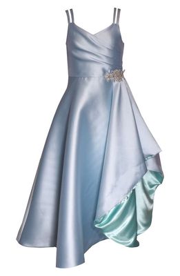 Iris & Ivy Kids' Satin High-Low Party Dress in Aqua