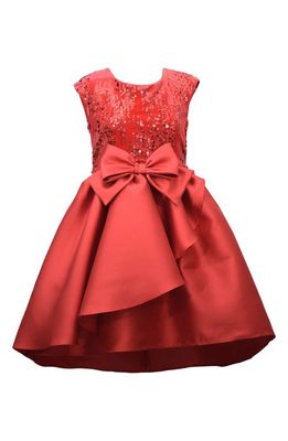 Iris & Ivy Kids' Sequin Velvet & Mikado Party Dress in Red