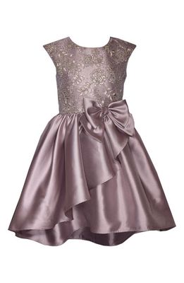 Iris & Ivy Sequin Embroidered Bodice Mikado Party Dress in Purple/Grey