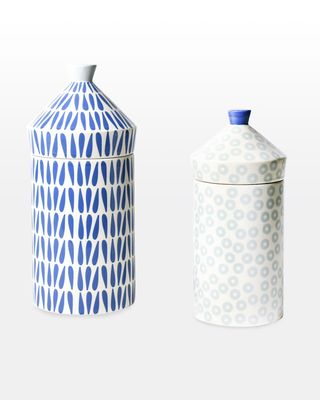 Iris Blue Canisters, Set Of 2