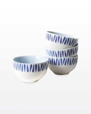 Iris Blue Drop Small Bowls, Set Of 4