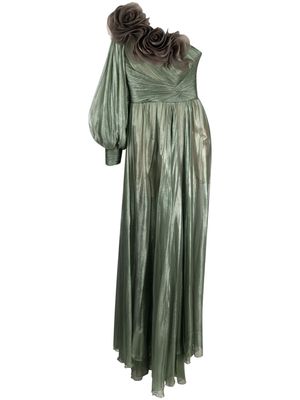 Iris Serban Hellen one-sleeve maxi dress - Green