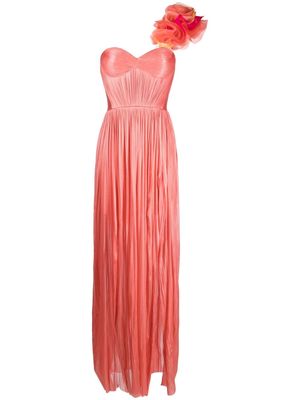 Iris Serban Linda floral-appliqué pleated gown - Pink