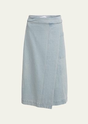 Iris Twill Midi Wrap Skirt