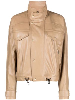 IRO Adahi stand-up collar leather jacket - Neutrals