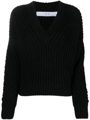 IRO chunky-knit V-neck jumper - Black