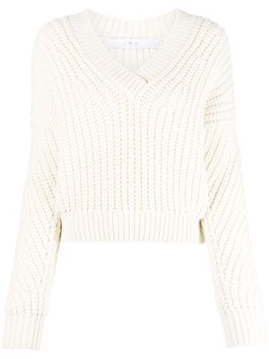 IRO chunky-knit V-neck jumper - White
