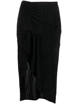 IRO Cinder asymmetric glitter midi skirt - Black