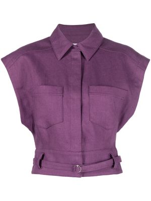 IRO cropped linen-blend shirt - Purple