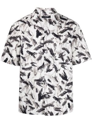 IRO Cuban-collar feather-print shirt - White