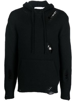 IRO distressed-knit detail hoodie - Black