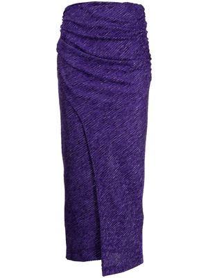 IRO draped metallic-slub midi skirt - Purple