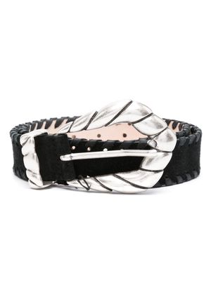 IRO Embella braided-trim leather belt - Black