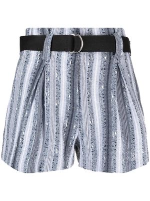 IRO embroidered-stripe belted shorts - Blue