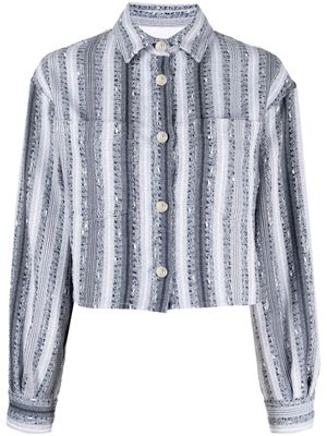 IRO embroidered-stripe cropped shirt jacket - Blue