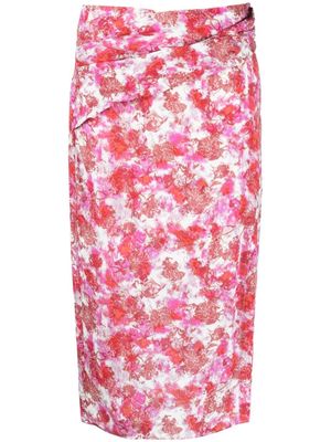 IRO floral-print mid-length skirt - Red