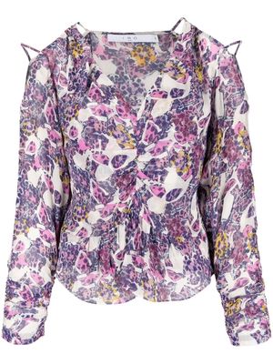 IRO graphic-print cold-shoulder blouse - Pink