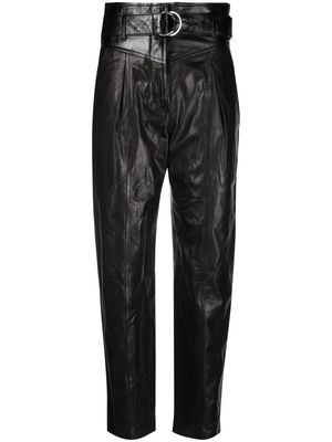 IRO Idrani tapered-leg leather trousers - Black