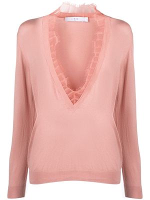 IRO Jayden lace-trim fine-knit jumper - Pink