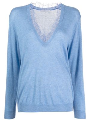 IRO lace-trim fine-knit jumper - Blue