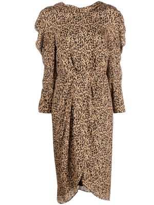 IRO leopard-print cotton midi dress - Brown