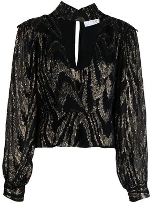 IRO Lila metallic-jacquard plunging blouse - Black