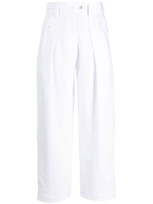 IRO pleated wide-leg linen trousers - White