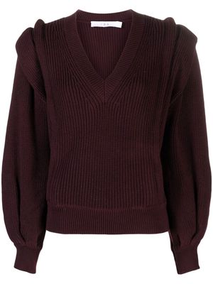 IRO ribbed-knit puff-sleeve jumper - Brown
