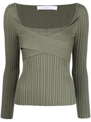IRO ribbed square-neck long-sleeve top - Green
