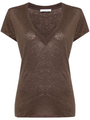 IRO Rodeo V-neck linen T-shirt - Brown
