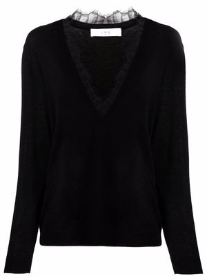 IRO ruffle-trim knitted top - Black