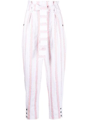 IRO Rula striped-leg trousers - White