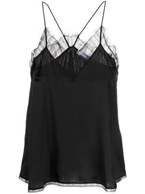 IRO sheer lace trimmed silk camisole - Black