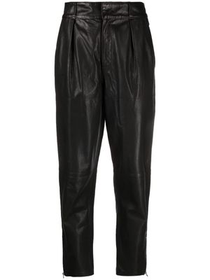 IRO Stara high-waist leather tapered trousers - Black