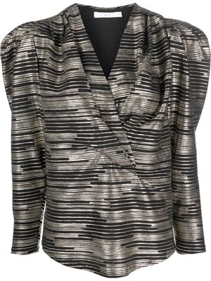 IRO stripe-pattern metallic blouse - Black