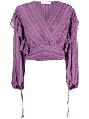 IRO tonal-stripe crossover blouse - Purple