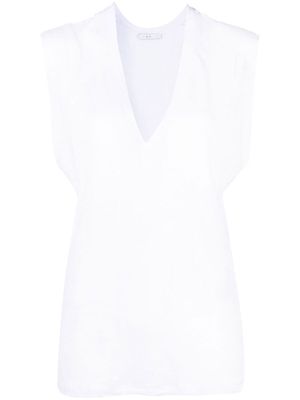 IRO V-neck linen sleeveless top - White