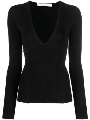 IRO V-neck silk-blend knitted top - Black