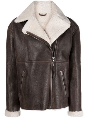 IRO Vicoe oversized-collar shearling jacket - Brown