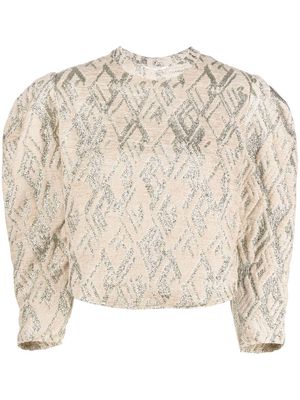 IRO Yepa puff-sleeve metallic-jacquard blouse - Neutrals