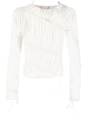 Isa Boulder asymmetric-gathered blouse - White