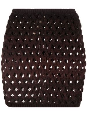 Isa Boulder basket weave pencil skirt - Brown