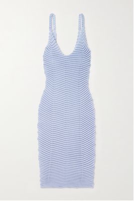 Isa Boulder - Bodycurl Crochet-knit Mini Dress - Blue