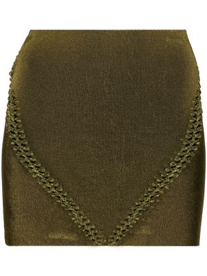Isa Boulder braid-detail ribbed miniskirt - Green