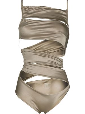 Isa Boulder cut-out square-neck swimsuit - Silver