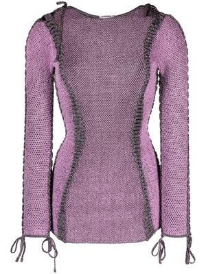 Isa Boulder drawstring detailed knit dress - Purple