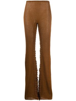 Isa Boulder flared knitted trousers - Brown